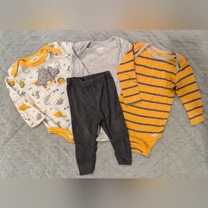 Child of Mine Dinosaur and Striped Onesie Set